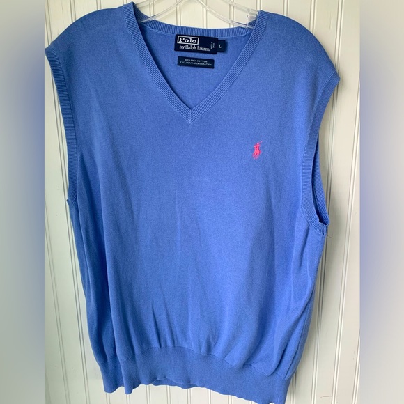 Polo Ralph Lauren Other - Polo Ralph Lauren V-Neck Men’s (Size Large) Baby Blue with Pink Horse